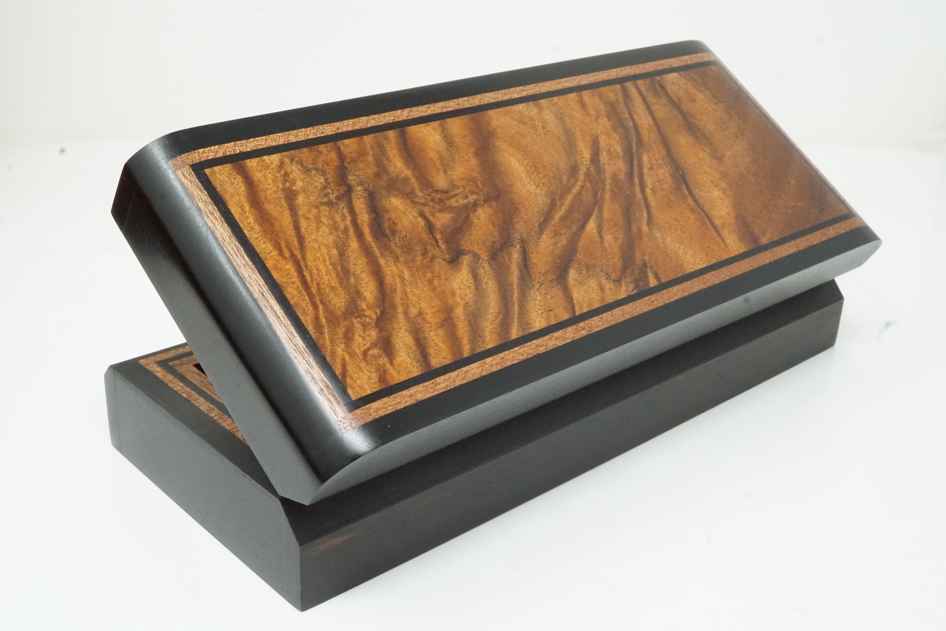 Highly Figured Hawaiian Koa Top with Ebony Sides - Okrant Wood